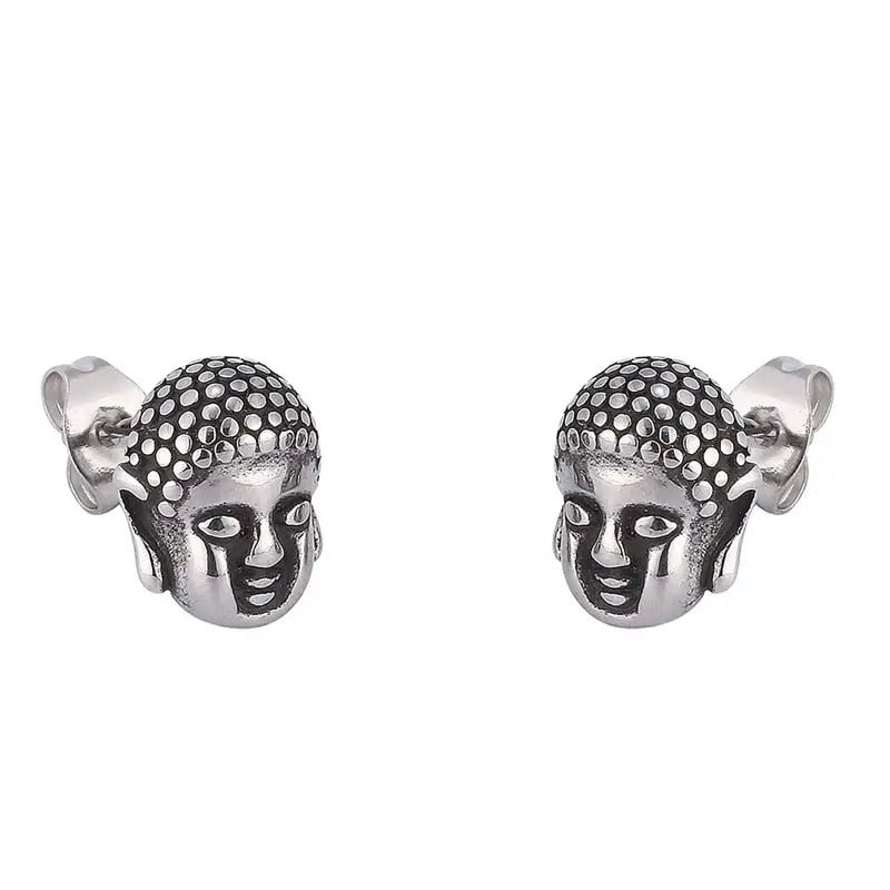 Stainless Steel Buddha Head Earrings