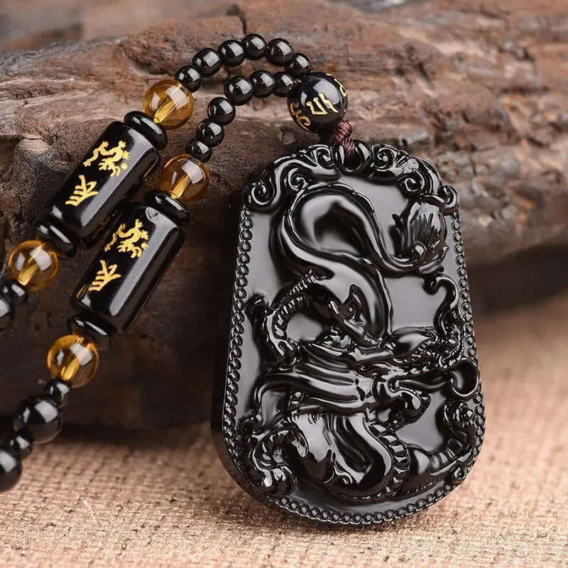 Avalokitesvara Obsidian Buddha Necklace