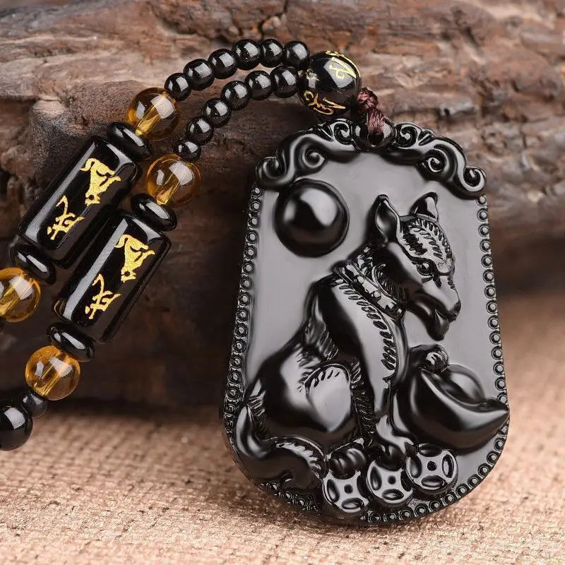 Avalokitesvara Obsidian Buddha Necklace