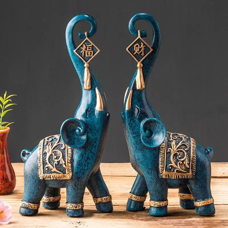 Double Asian Elephant Statues