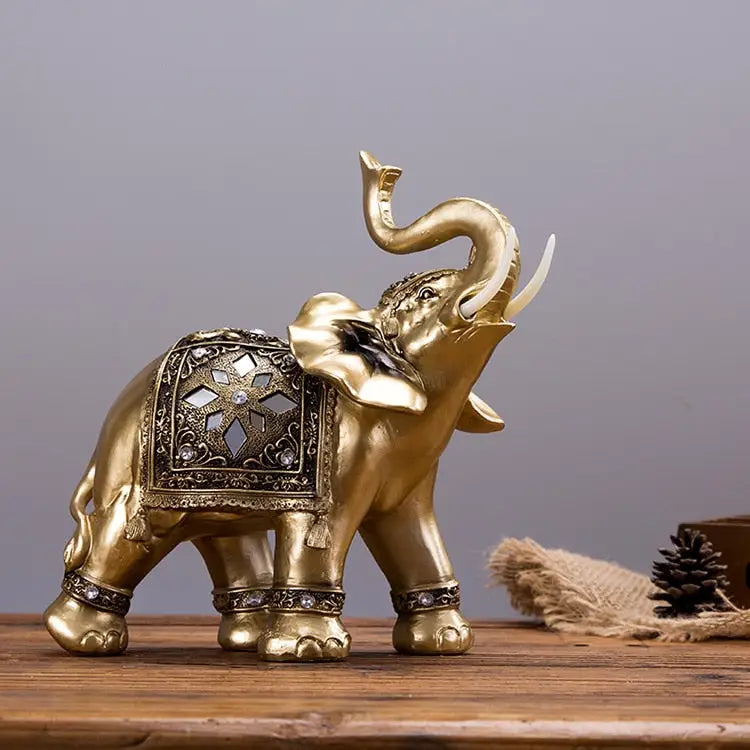Golden Asian Elephant Statue