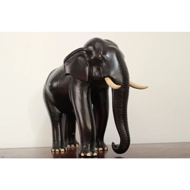 Hand-Carved Asian Elephant Statue