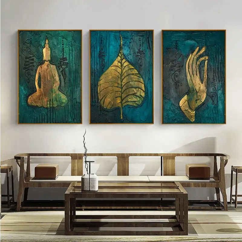 Green & Gold Buddha painting