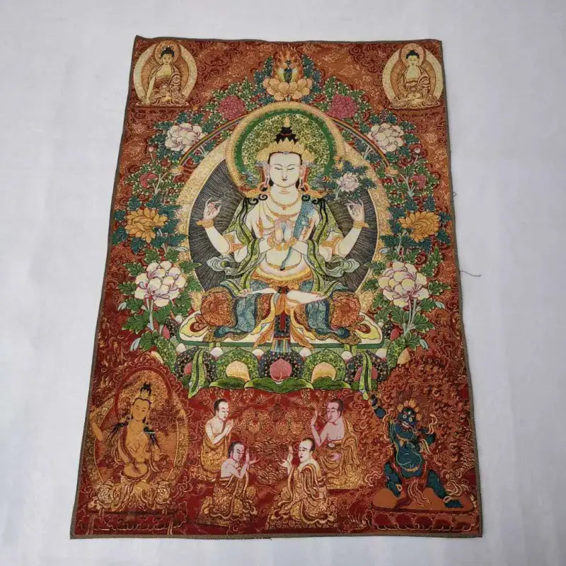 Guanyin Kwan-yin" Tibetan silk thangka